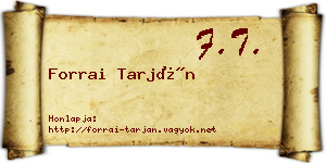Forrai Tarján névjegykártya